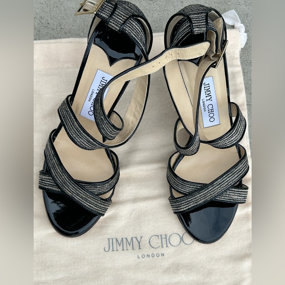 New! $795 JIMMY CHOO London “Louise” Made in Italy Strappy Heels sz 39 US 9